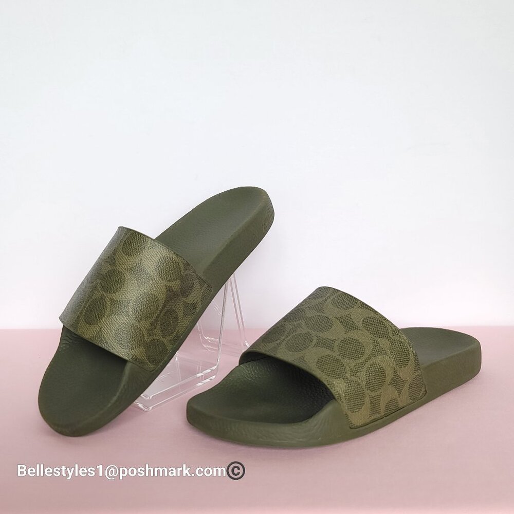 COACH Udele Sport Slide In Signature Canvas - Women's Size 8B- Olive Color ⭐ - Picture 9 of 16